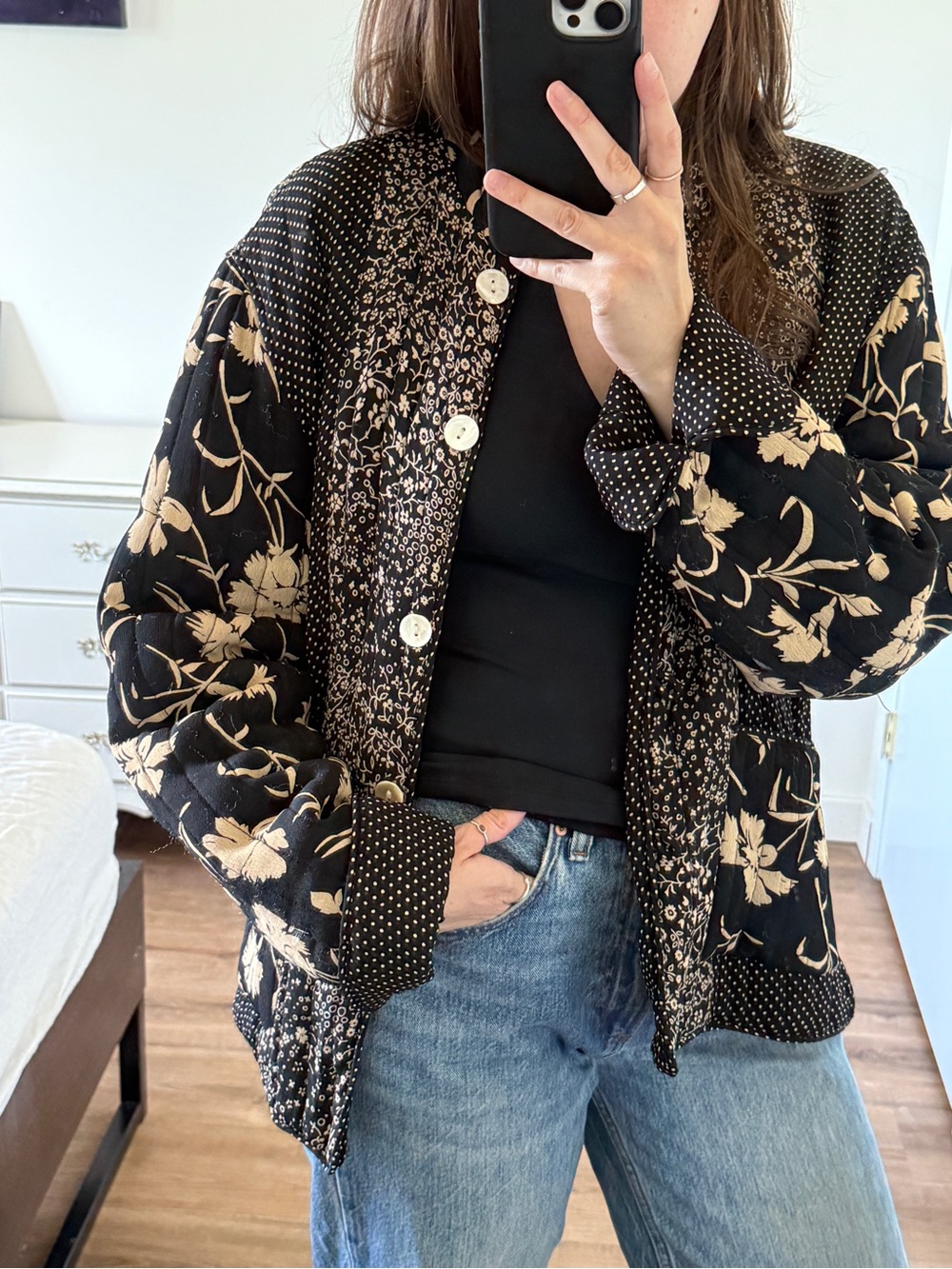 Coldwater Creek Mixed Print Floral Quilted Jacket Grandma Boho Cottagecore L